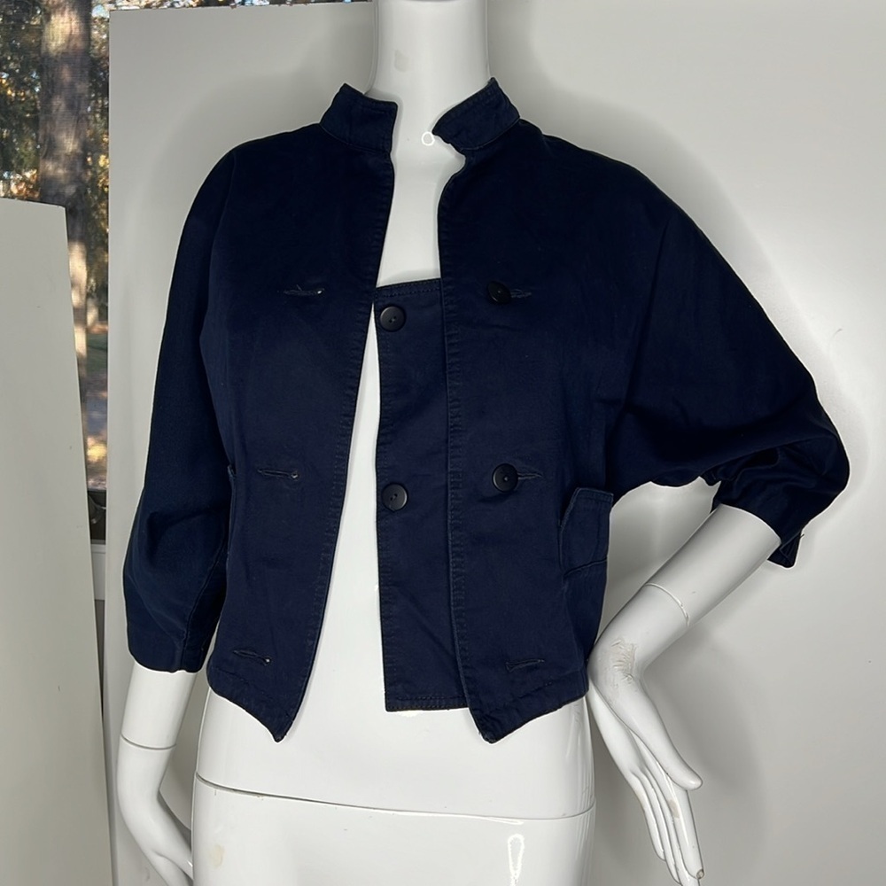 Vintage Benetton Sz 44 Made in Italy Front Button Navy Cotton Jacket